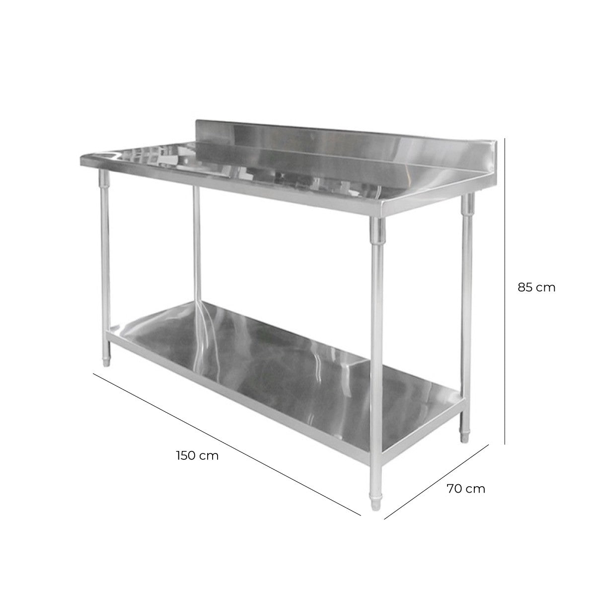 Meson Con Respaldo Acero Inoxidable 150X70X85 Cm