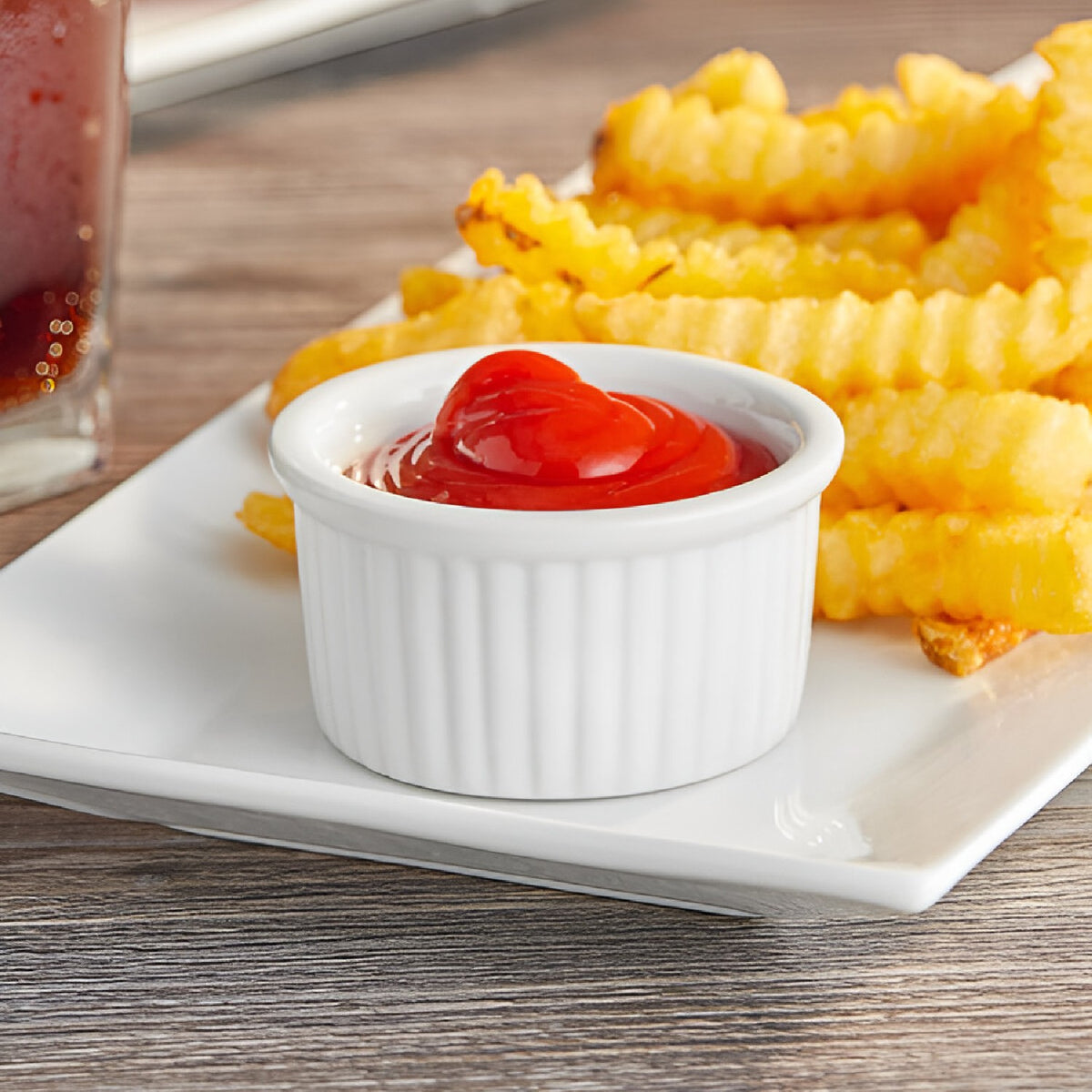 Set De 12 Pocillo Ramekin Acanalado Porcelana 5X3 Cm Linea Tower