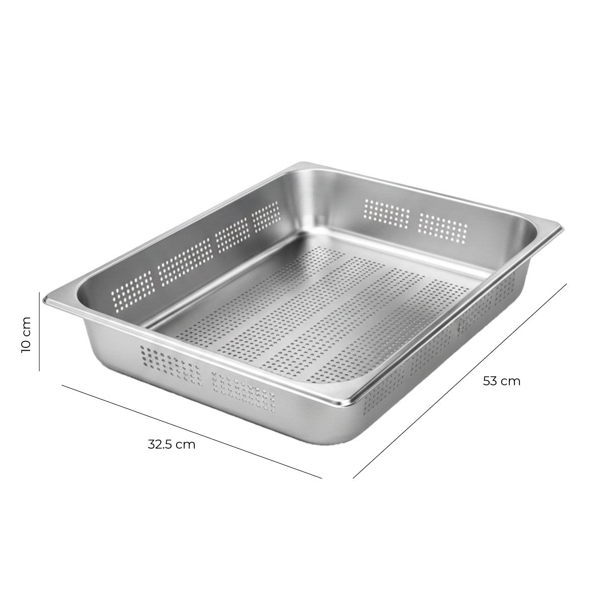 Contenedor Gastronómico Acero Inoxidable Perforado GN 1/1 x 10 Cm Linea Premium
