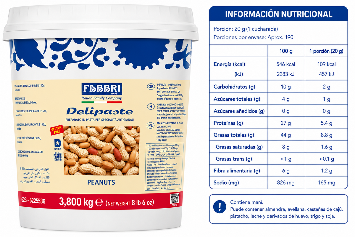 Balde Pasta Concetrada Mani 3.8 Kg