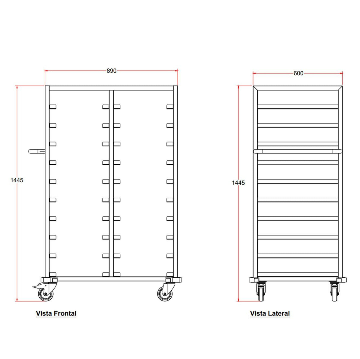 Carro Porta Bandejas Térmicas (20 Bandejas)