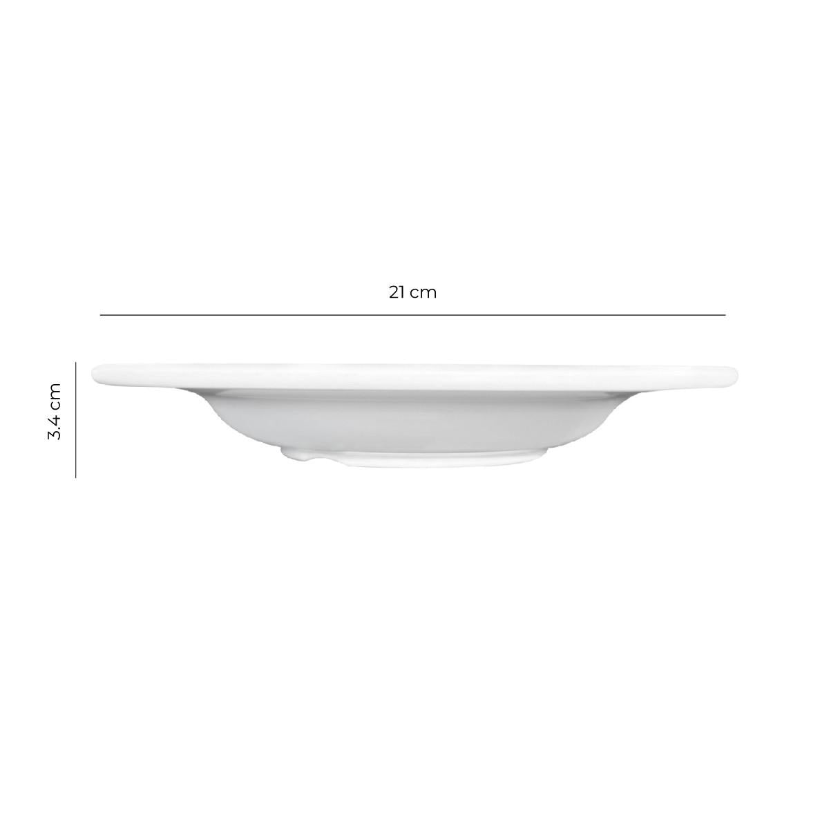 Set de 6 Platos Melamina Hondo Borde Grueso Blanca 21Cm Línea Clásica