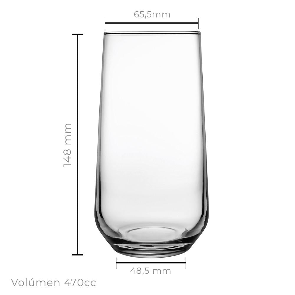 Set De 6 Vaso Refresco Alto 490 Cc. Linea Allegra