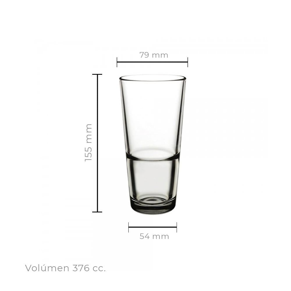 Set De 6 Vaso Vidrio Apilable 372 Cc Línea Grande-s