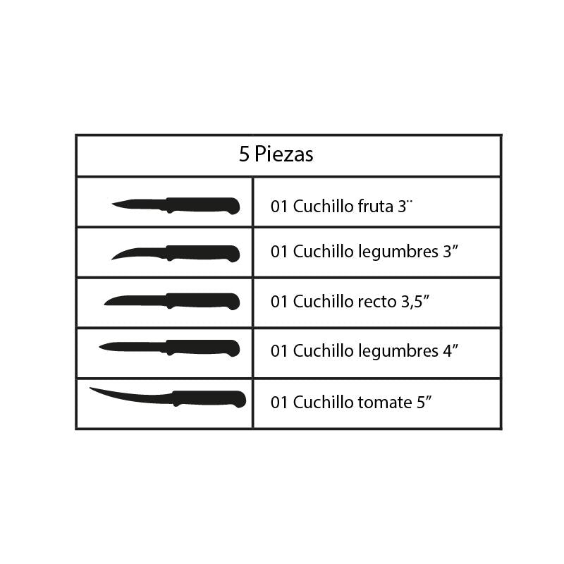 Kit De 5 Cuchillos De Legumbres Blanco