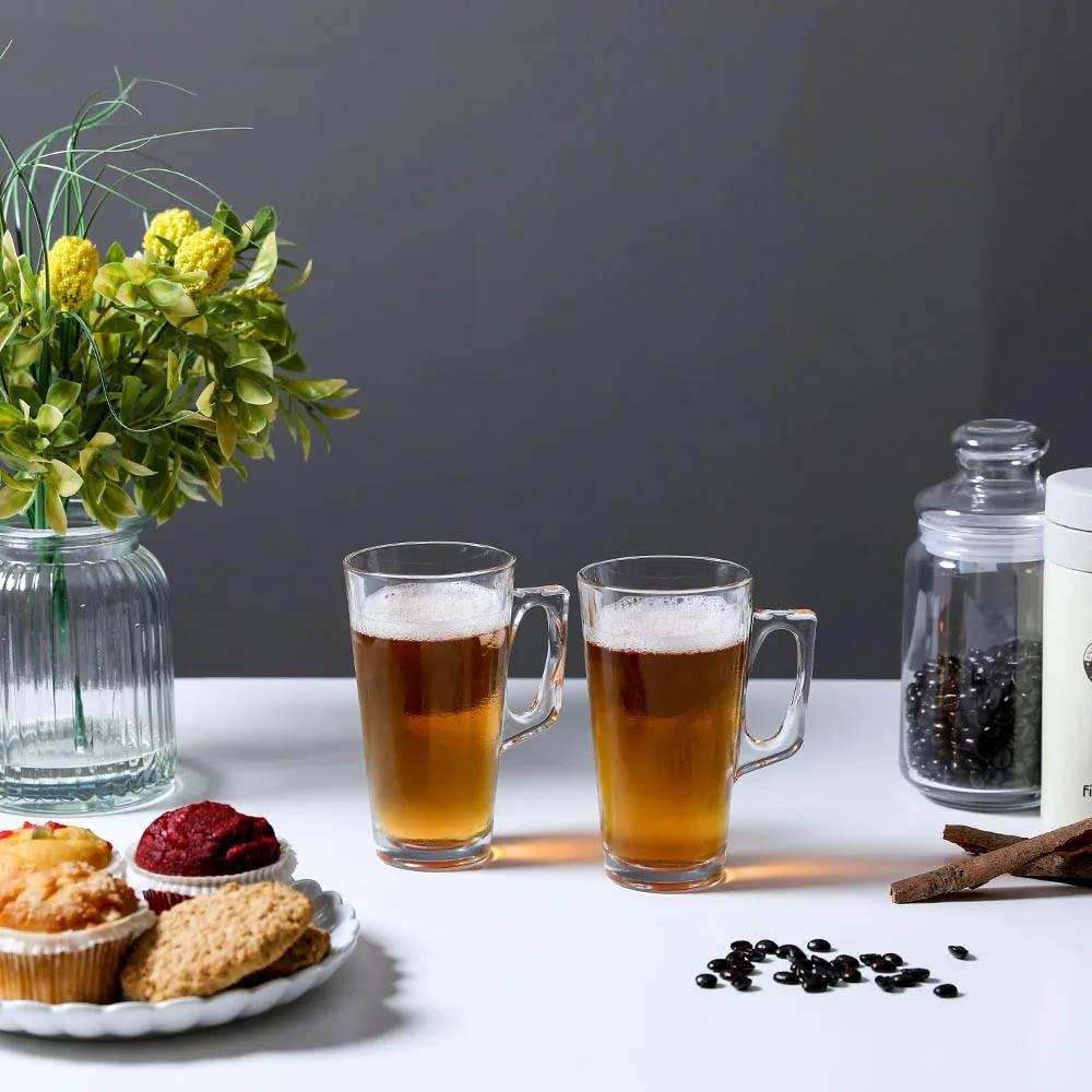 Set De 4 Tazas Vidrio Con Aza 385 Cc Linea Vela