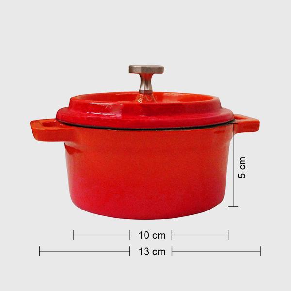 Mini Olla Hierro Fundido Roja 13x5 Cm