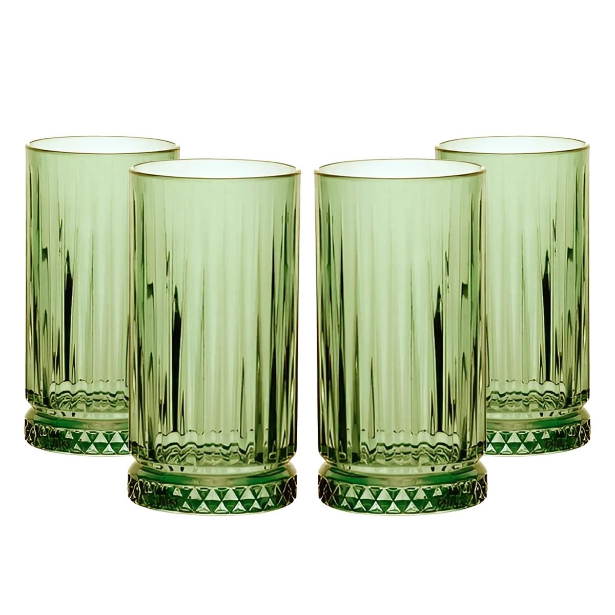 Set De 4 Vasos Refresco Alto 435 Cc Verde Linea Elysia