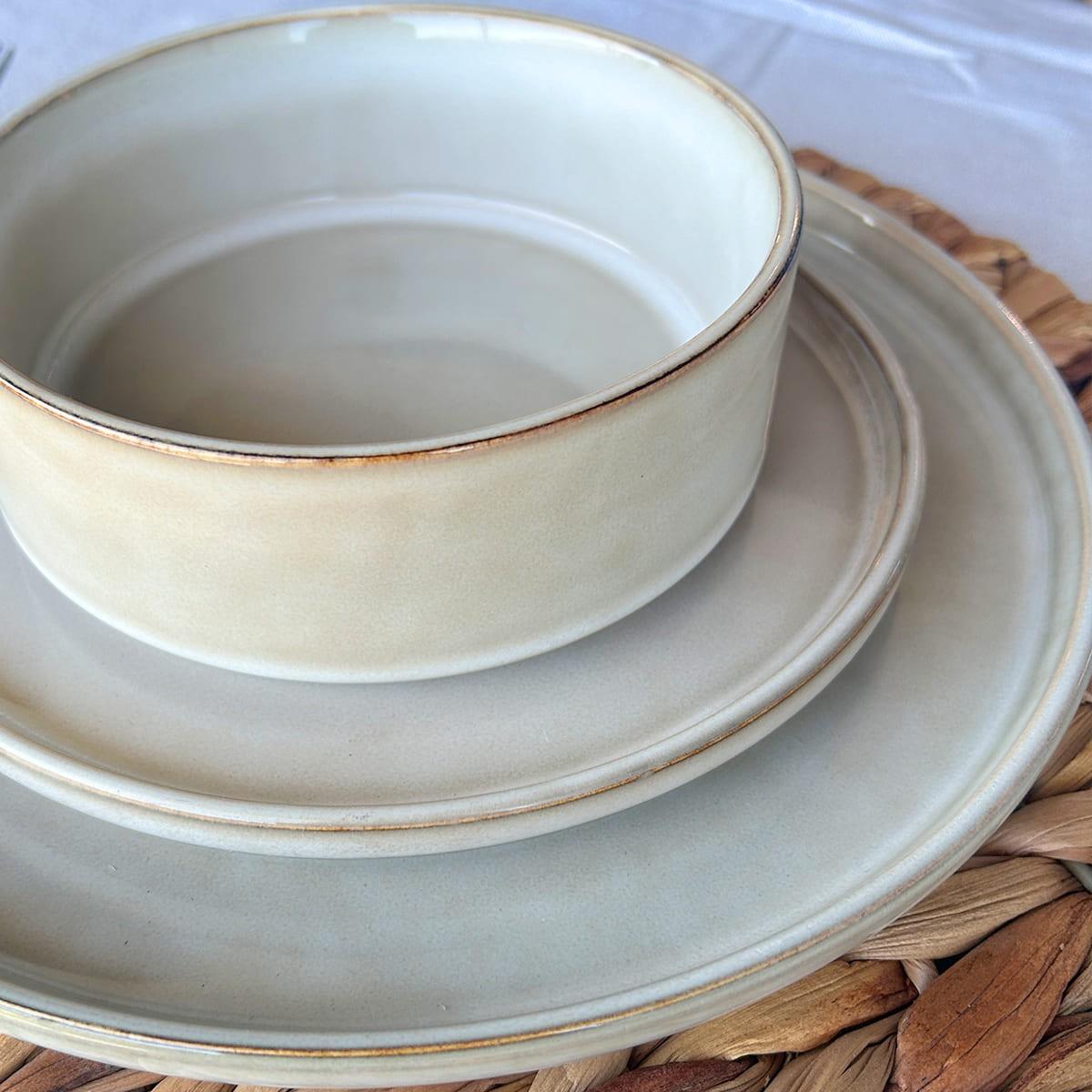 Set Vajilla 18 Piezas Cerámica Beige Línea Rustica