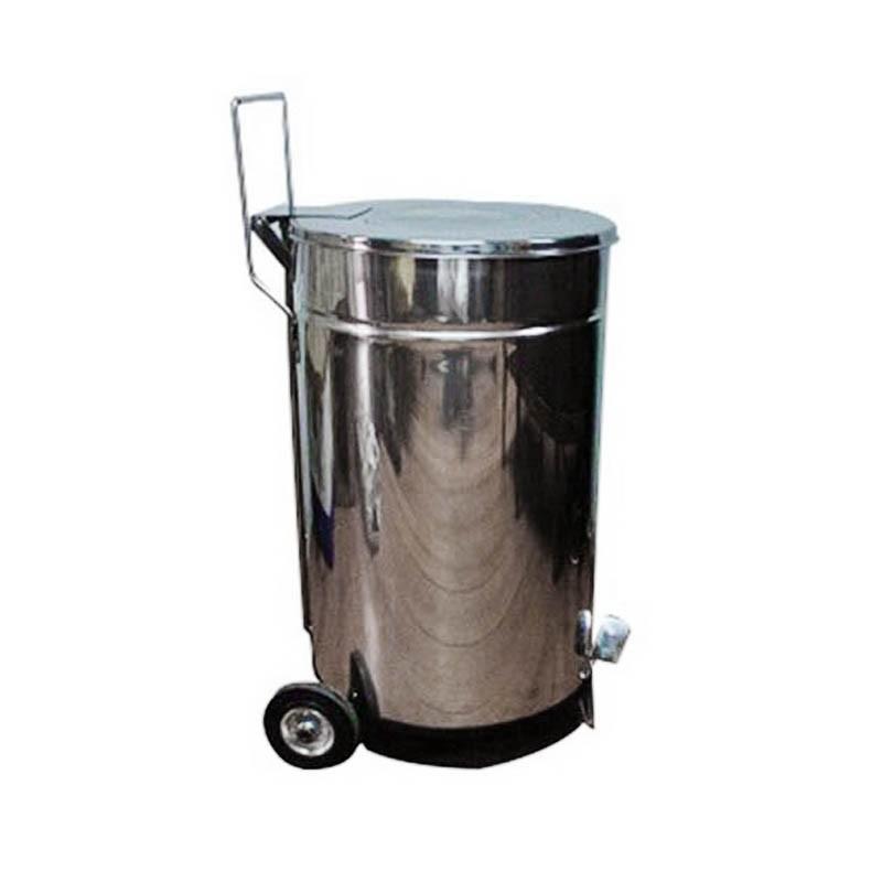 Basurero Acero Inoxidable Con Pedal Y Ruedas 60 Lts