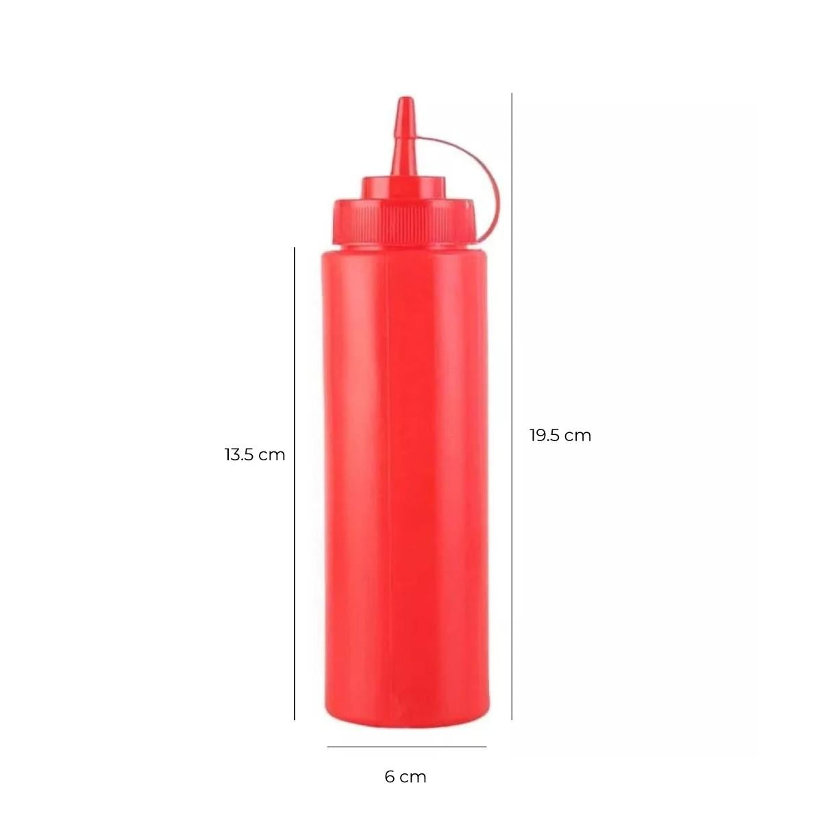 Botella Dispensadora Salsa Graduada Roja 350 Ml