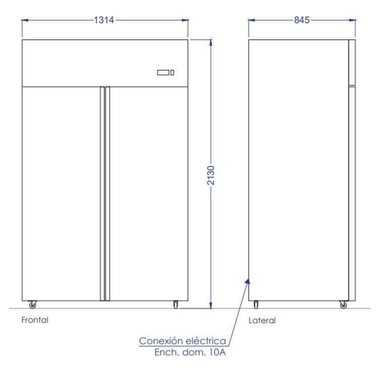 Refrigerador Vertical 2 Puertas Sólidas 1300 Litros Norkalt