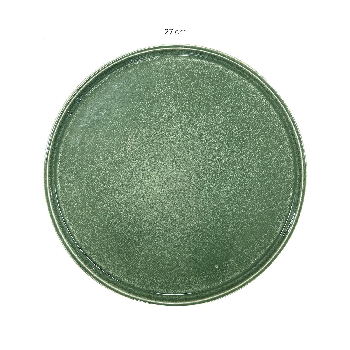 Set De 6 Plato Redondo Ceramica 26.5 Cm Verde Línea Rustica