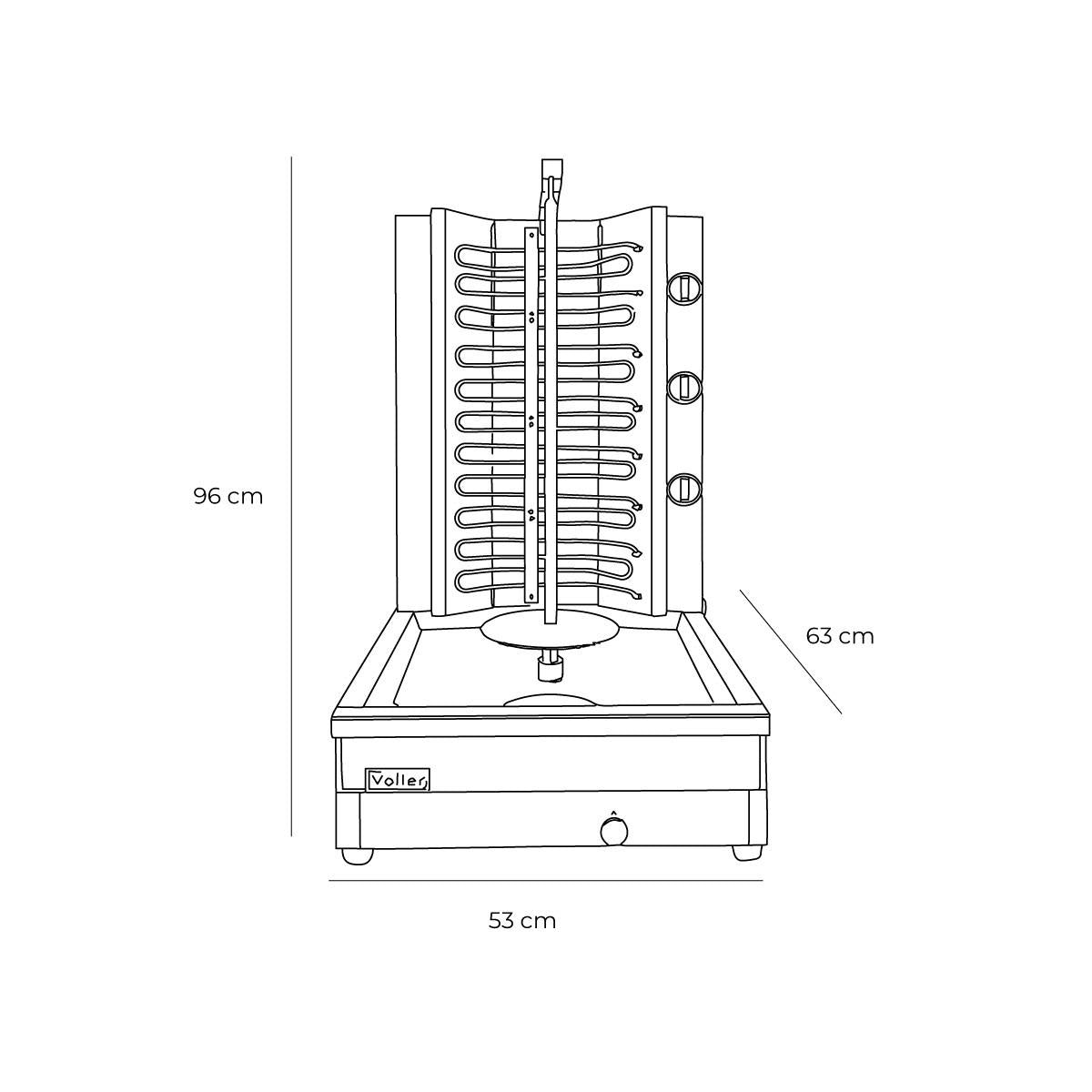 Shawarma Kebab Eléctrico Xl 25/30 Kgs 3 Quemadores Volter
