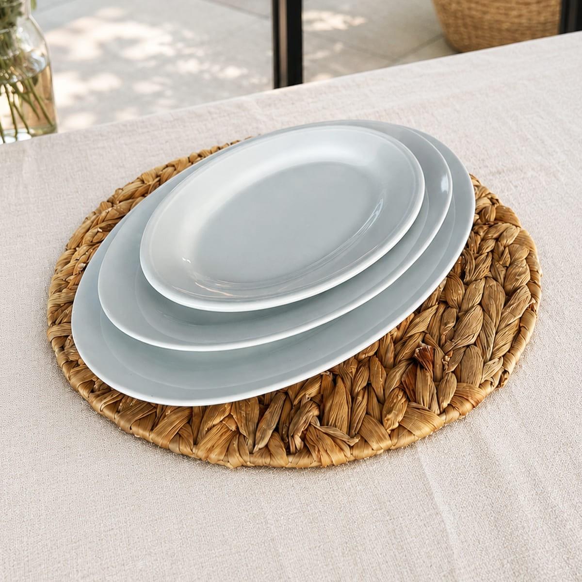 Set 6 Platos Ovalado de Porcelana De 35 Cm Línea Padua