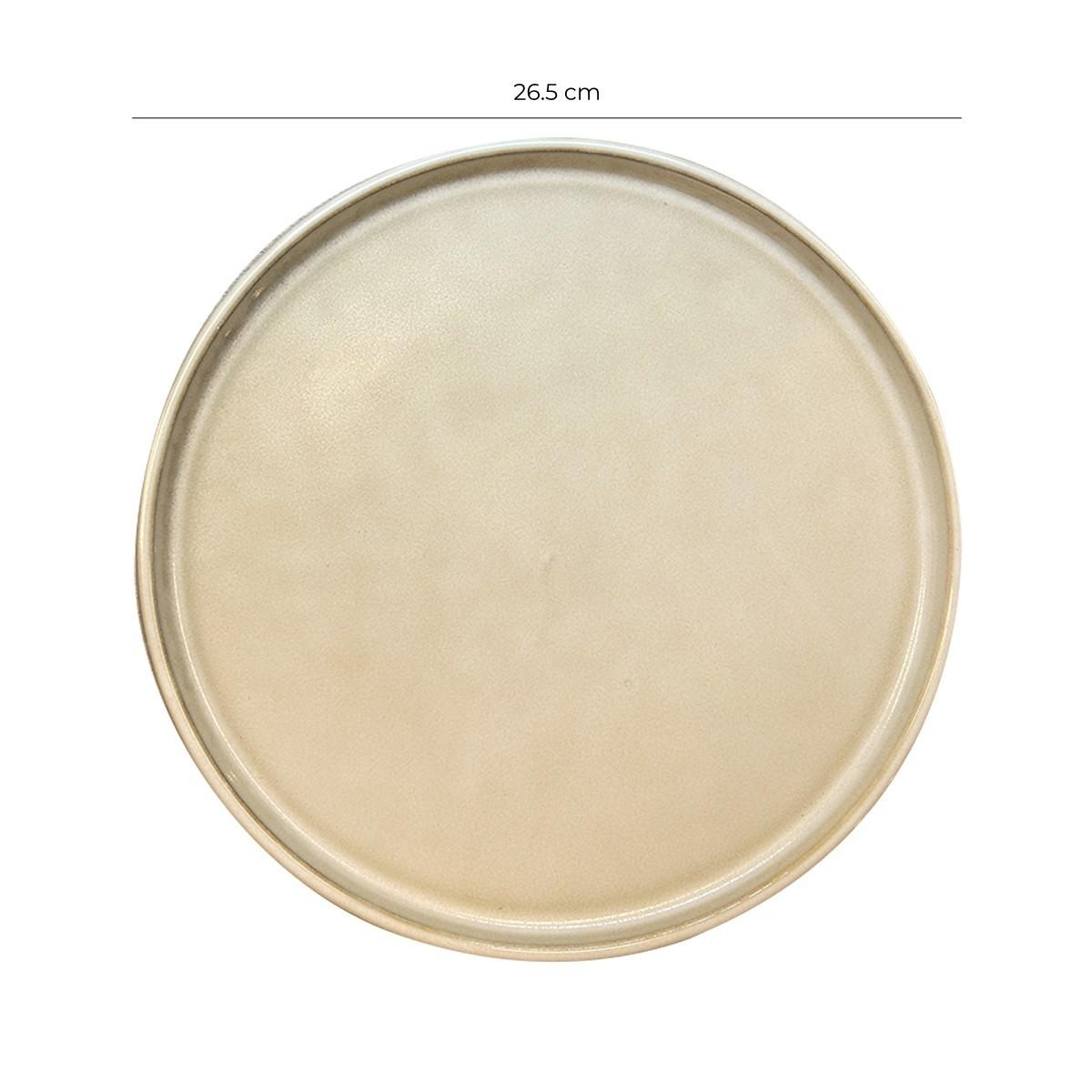 Set De 6 Plato Redondo Ceramica 26.5 Cm Beige Línea Rustica