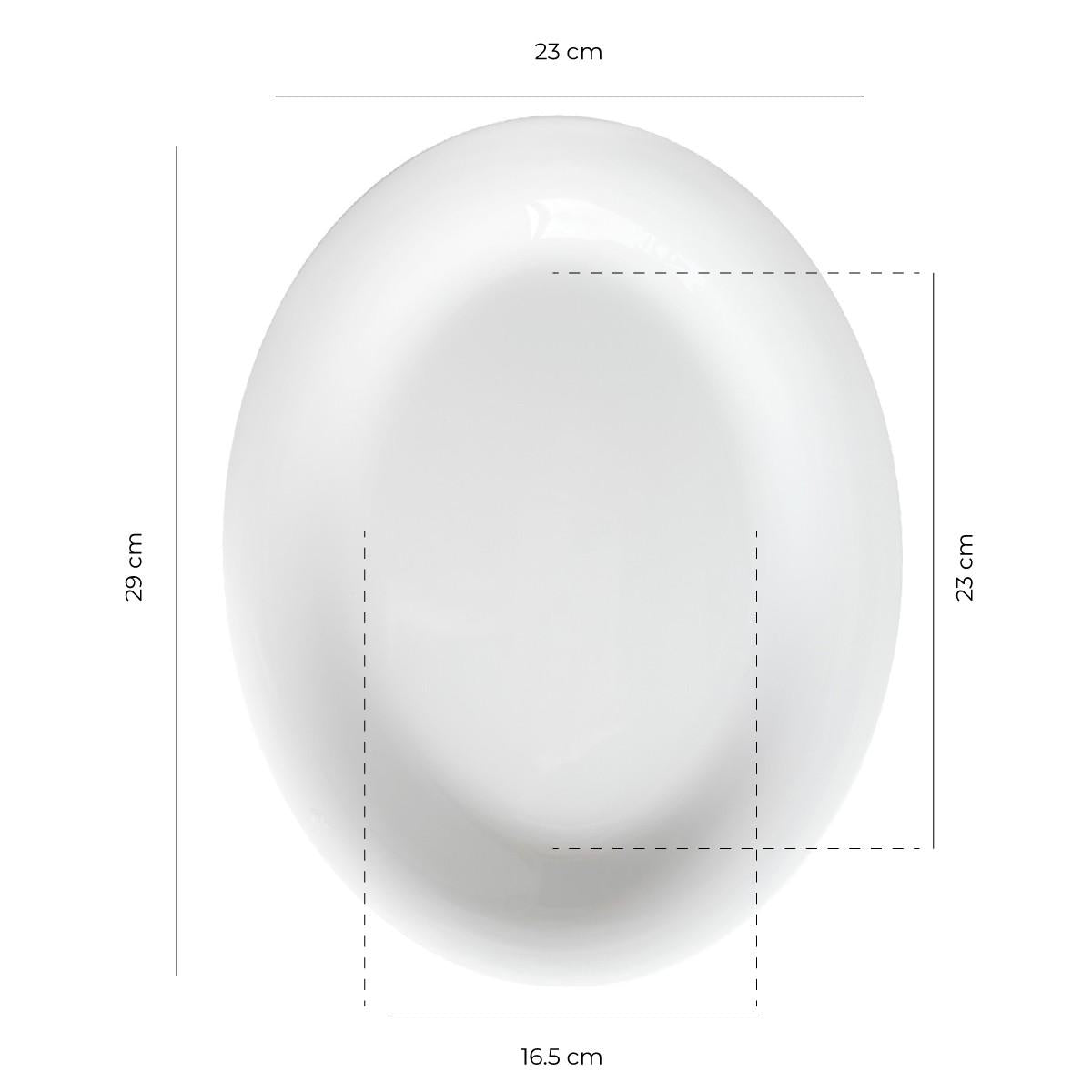 Set de 6 Platos Melamina Ovalado Borde Ancho Blanca 29x23 Cm Línea Clásica