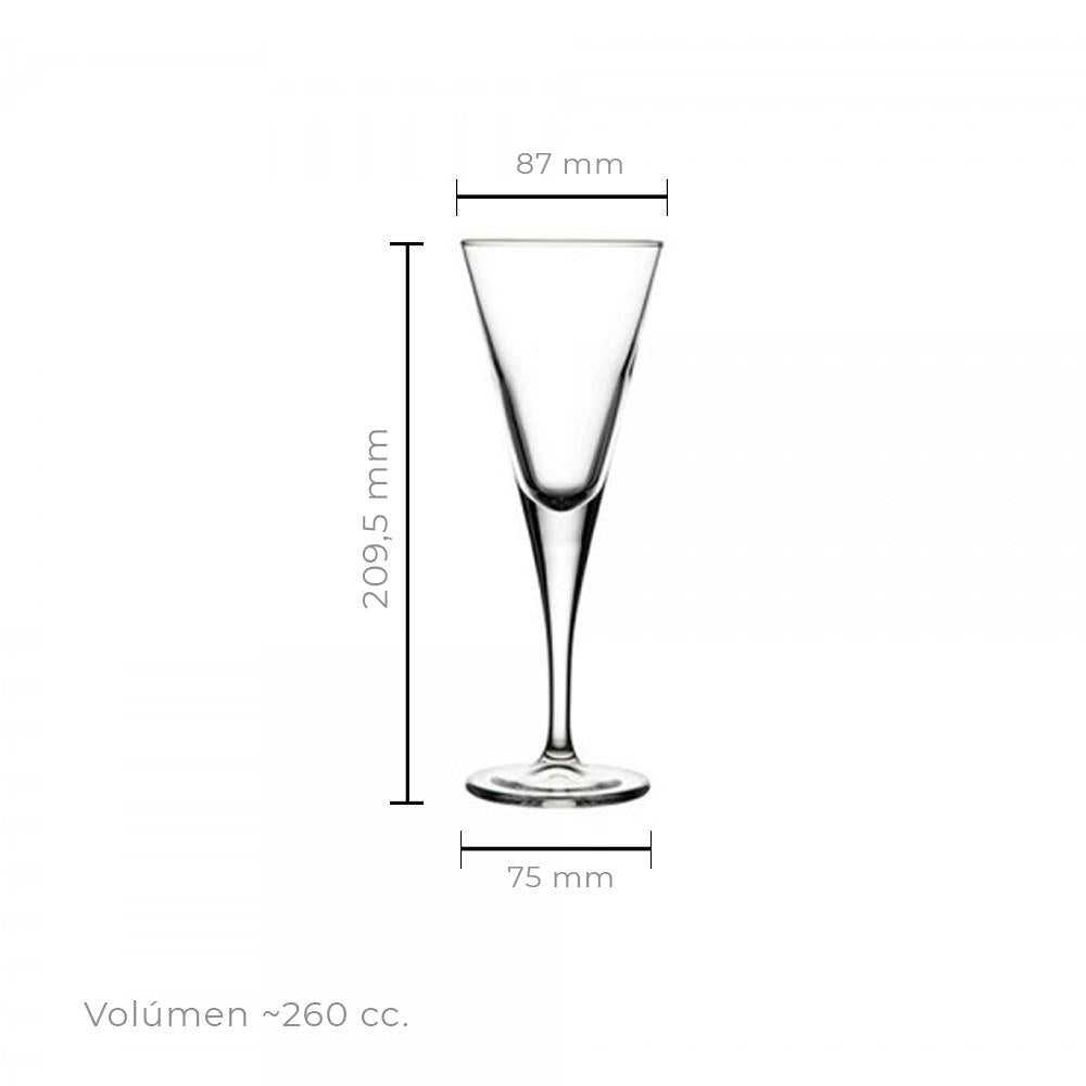 Set De 6 Copas Vidrio Vino 260 C.c. V-line