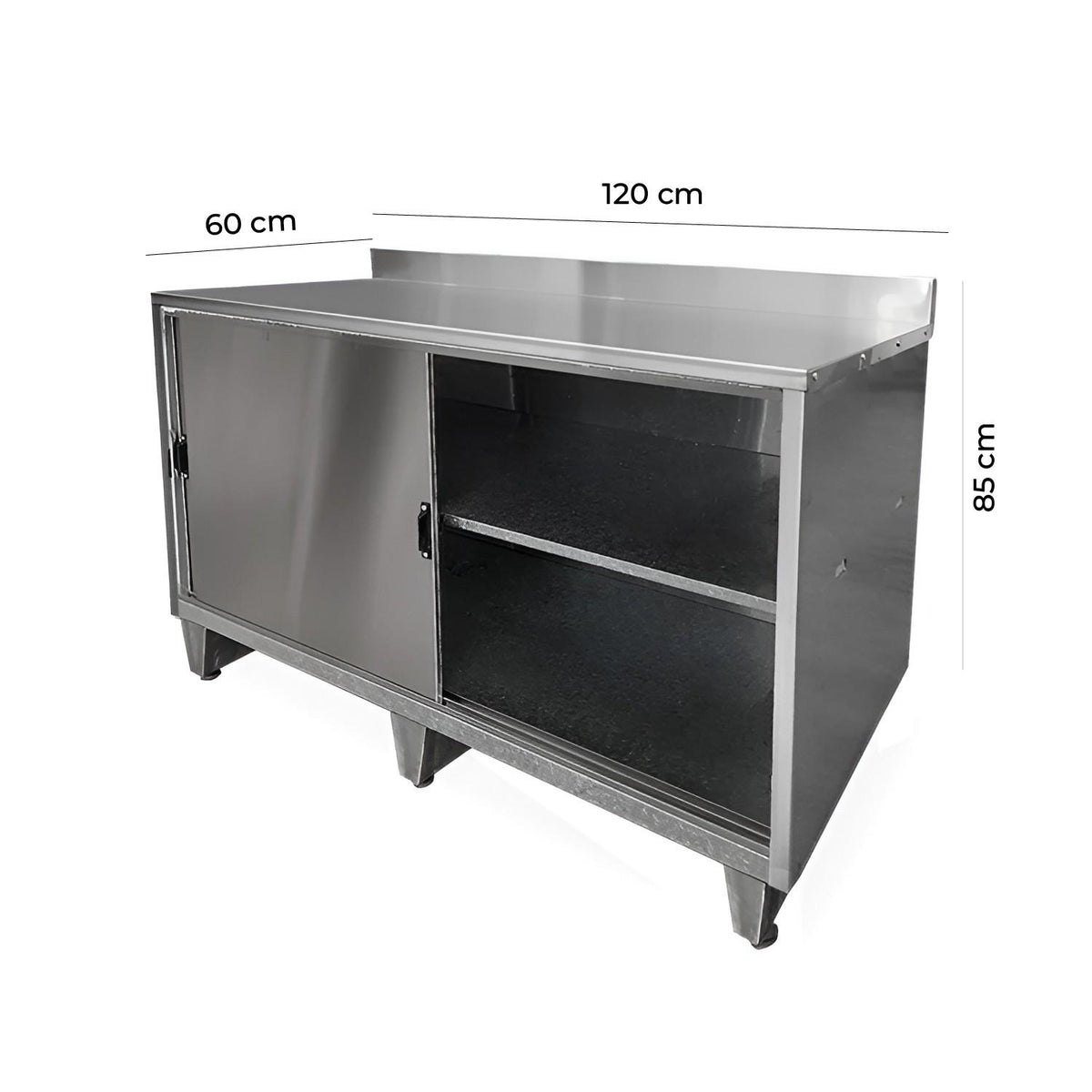 Mesón Mural Acero Inoxidable Puertas Correderas 120 Cm