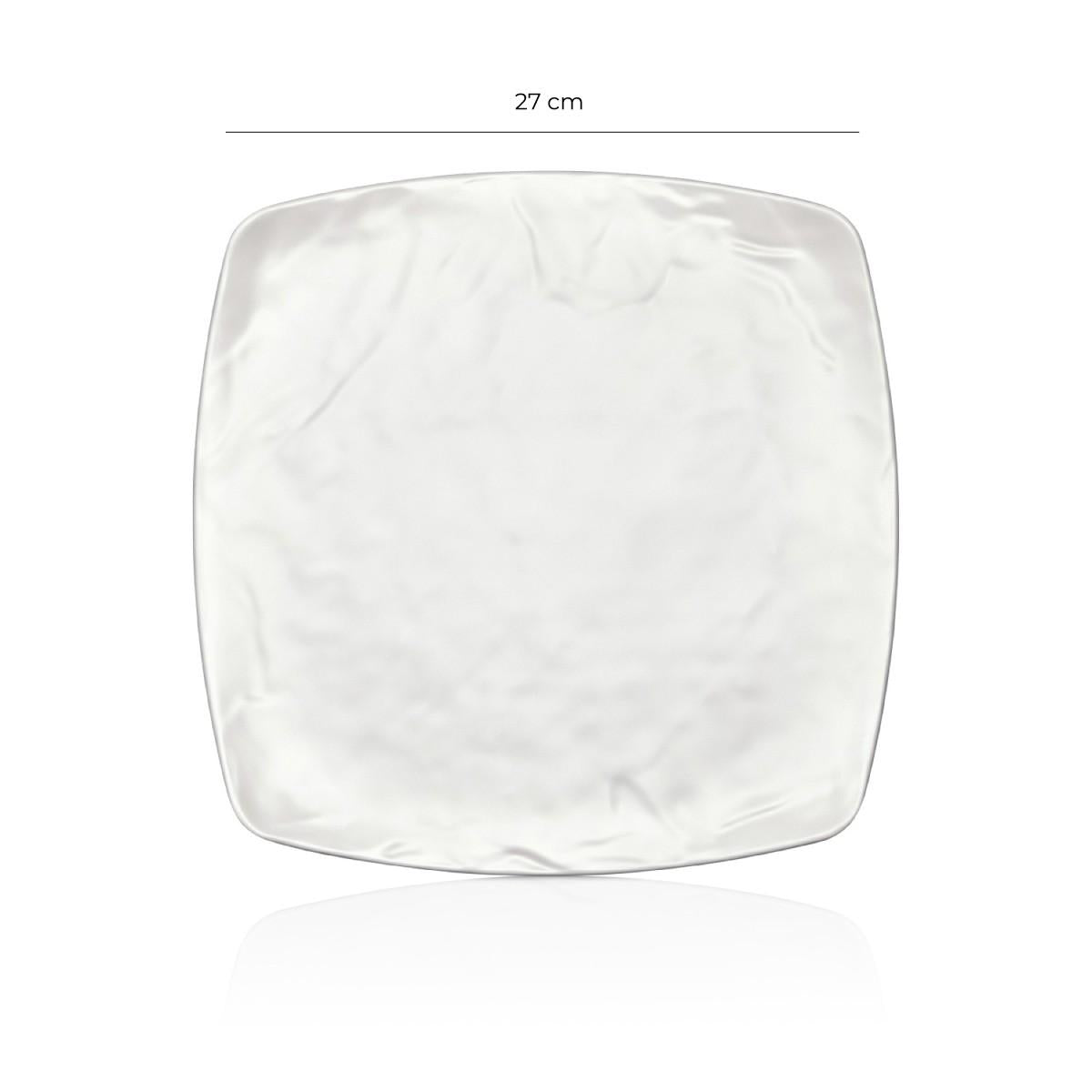 Plato Melamina Cuadrado Blanca 27 Cm Línea Carre