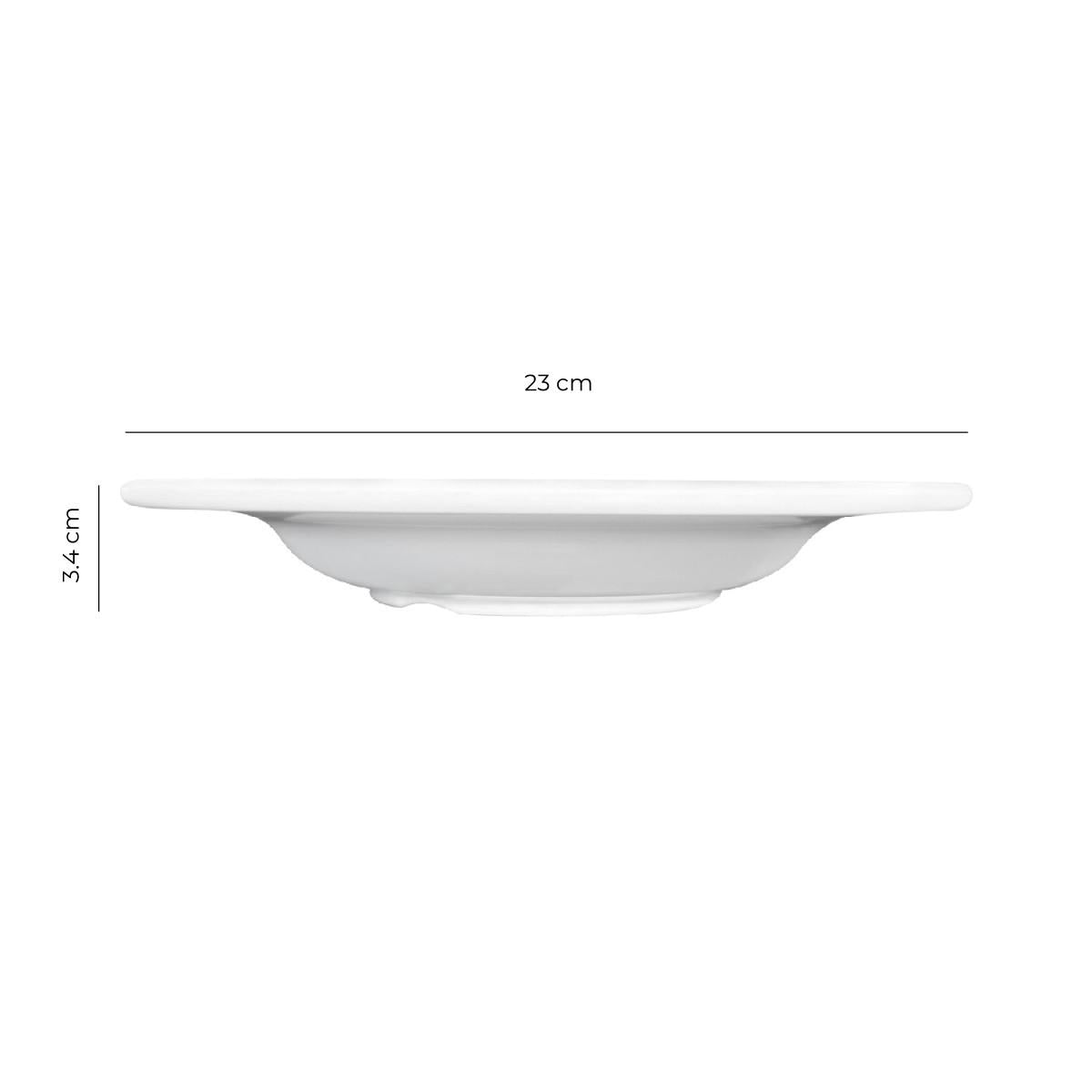Plato Melamina Hondo Borde Grueso Blanca 23 Cm Línea Clásica