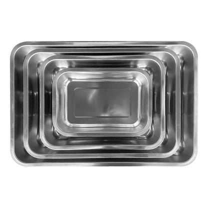 Azafate Con Azas Acero Inoxidable 40x30x7 Cm