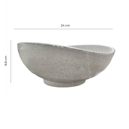 Bowl Ovalado Melamina Granito Blanco 900 Ml