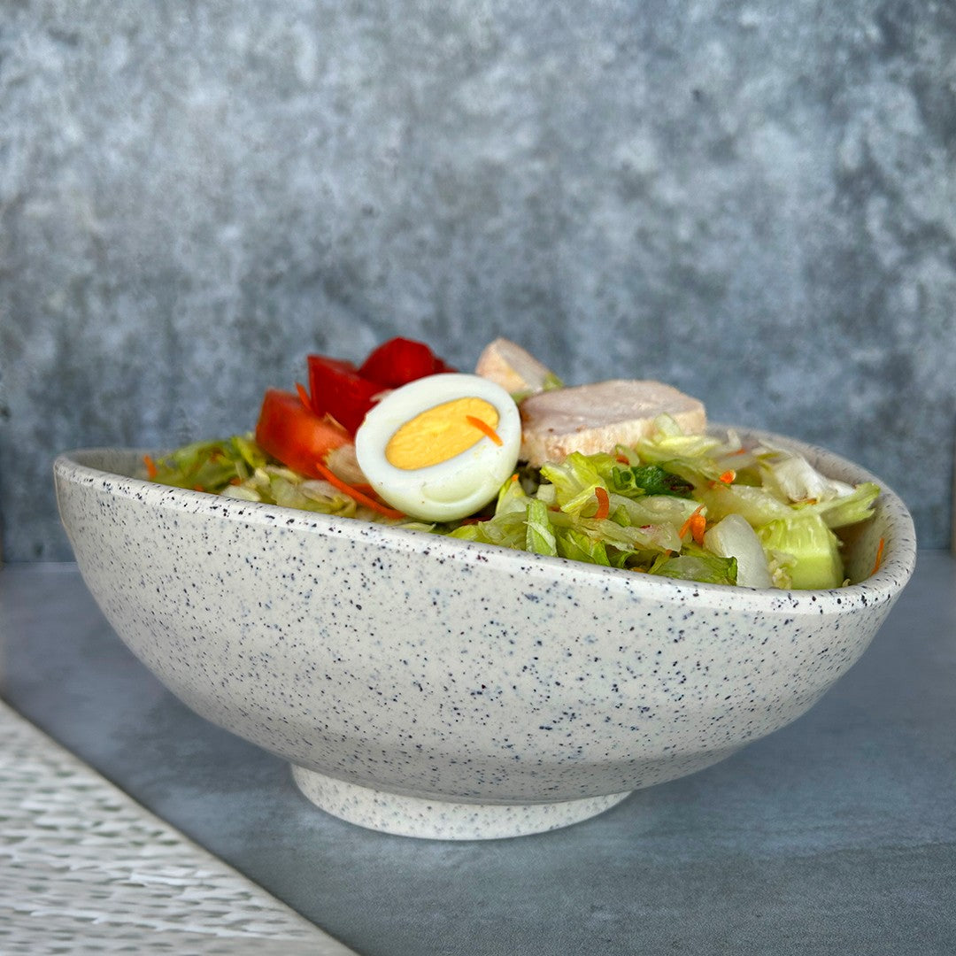 Bowl Ovalado Melamina Granito Blanco 900 Ml