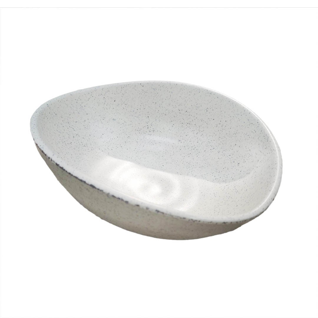 Bowl Ovalado Melamina Granito Blanco 900 Ml