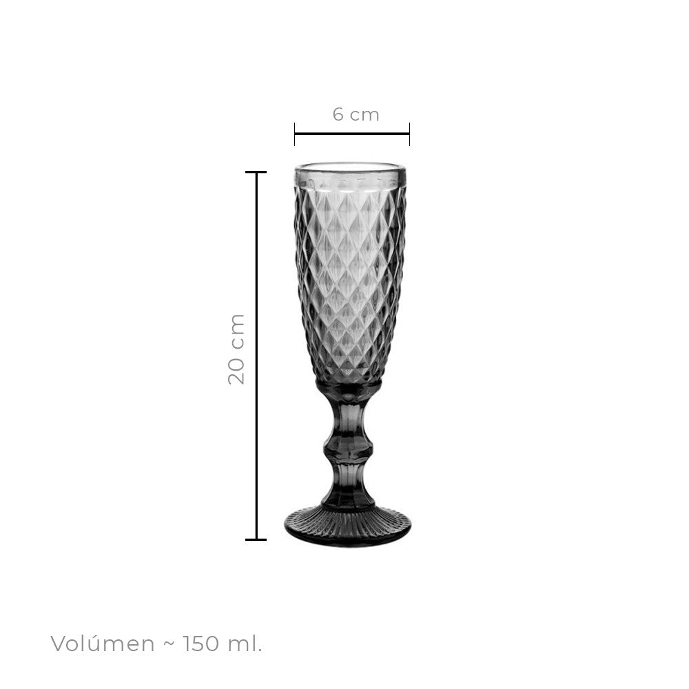 Copa Vidrio Champagne 150 Ml Gris Línea Smooky