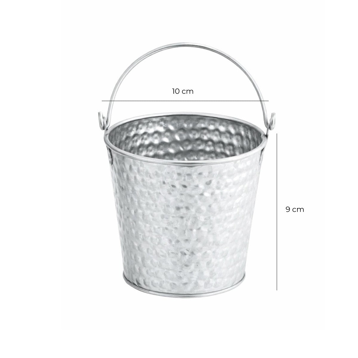 Cubo Redondo 10 X 9 Cm Con Asa Galvanizado
