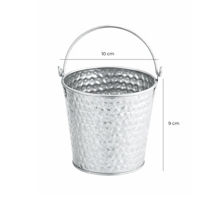 Cubo Redondo 10 X 9 Cm Con Asa Galvanizado
