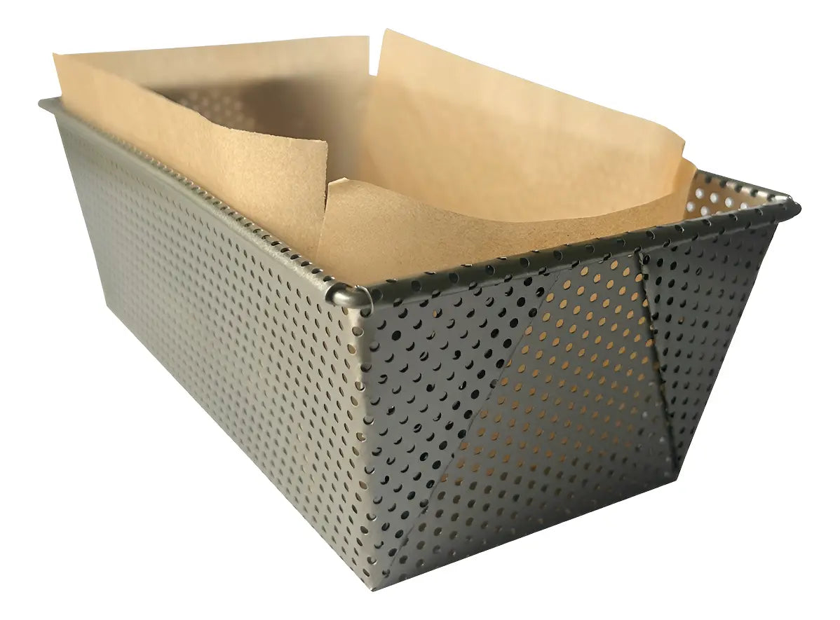 Set 2 Moldes Pan Perforado 21X11.5X7.5 Cm + 2 Papeles Antiadherente