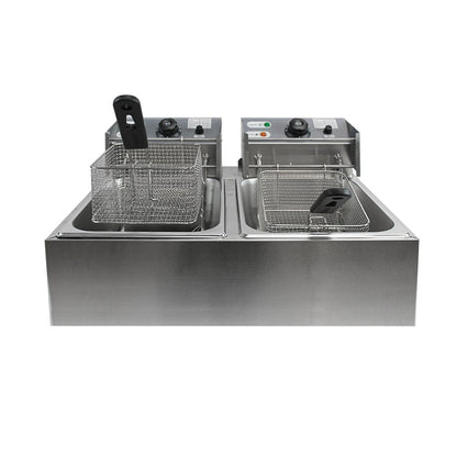 Freidora Eléctrica Sobremesa Doble 16 Litros (2×8 L)