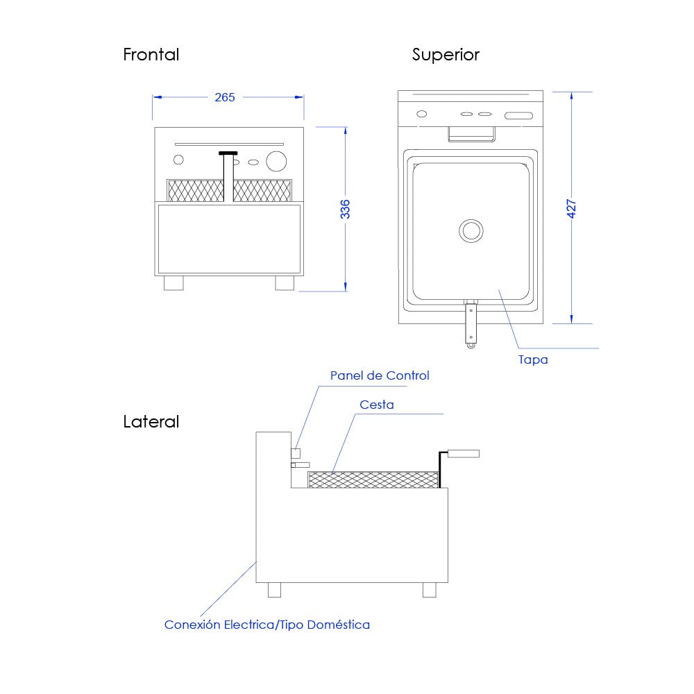 Freidora Eléctrica Sobremesa Single 5.5 Litros
