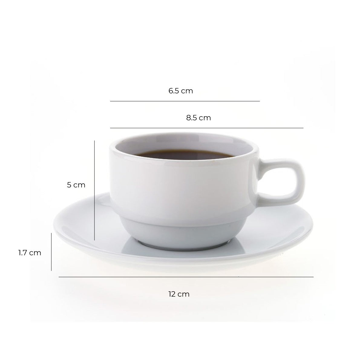Set De 12 Taza Café 100Cc Con Platillo Apilable Línea Linea Tower
