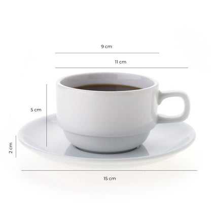 Set De 12 Taza Te 200 Cc Con Platillo Apilable Linea Tower