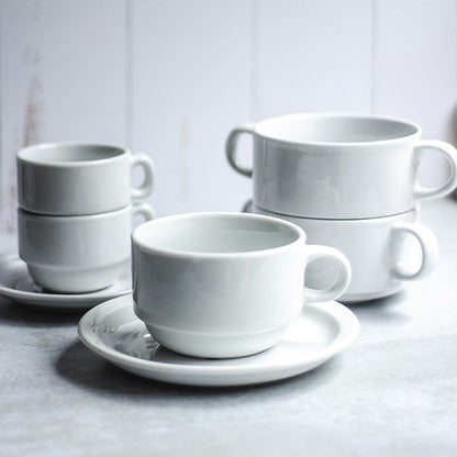 Set De 12 Taza Te 200 Cc Con Platillo Apilable Linea Tower