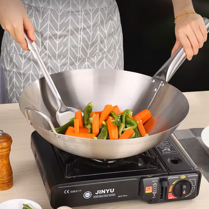 Wok Acero Inox Con Mango Y Aza 36 Cm