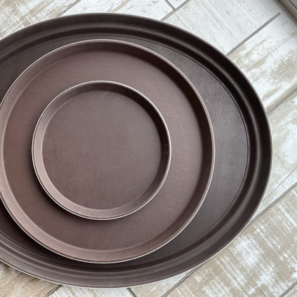 Bandeja De Garzon Redonda Antideslizante 46Cm Cafe