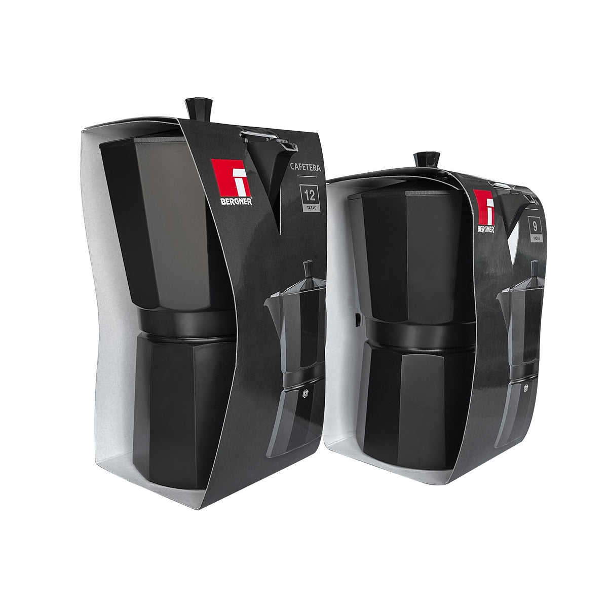 Cafetera Italiana 12 Tazas Negro Mate Bergner