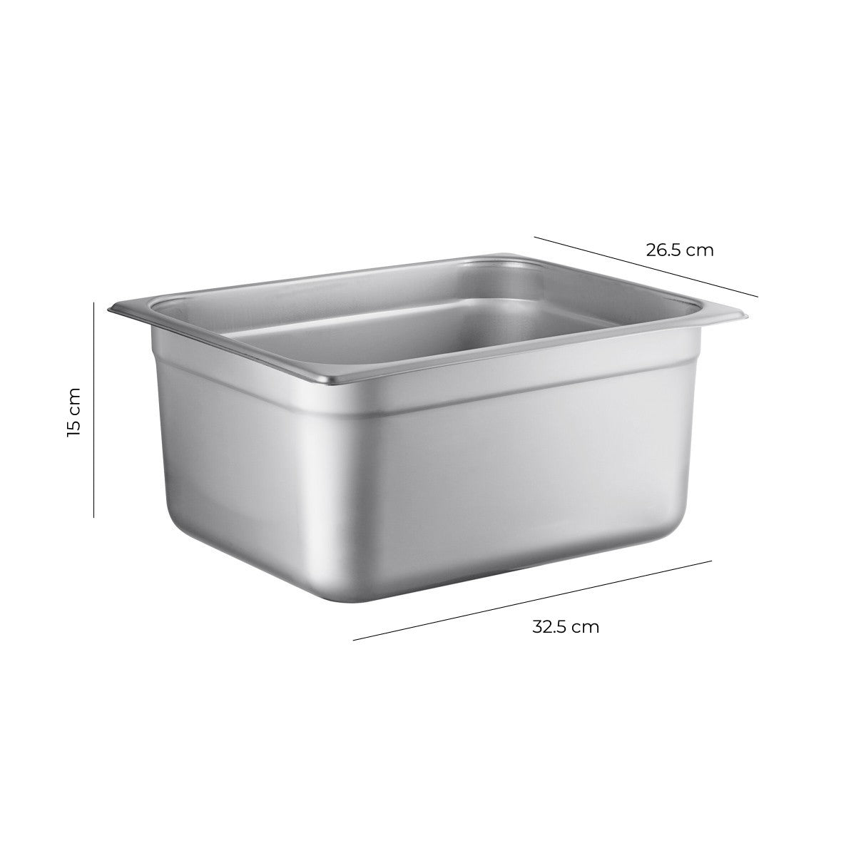 Contenedor Gastronómico Acero Inoxidable GN 1/2 x 15 Cm Linea Premium