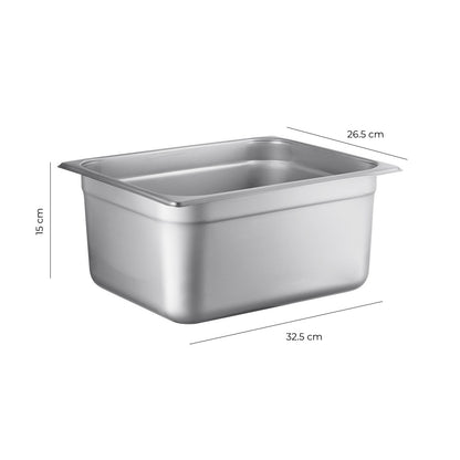 Contenedor Gastronómico Acero Inoxidable GN 1/2 x 15 Cm Linea Premium
