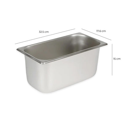 Contenedor Gastronómico Acero Inoxidable GN 1/3 x 15 Cm Linea Premium