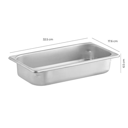 Contenedor Gastronómico Acero Inoxidable GN 1/3 x 6.5 Cm Linea Premium