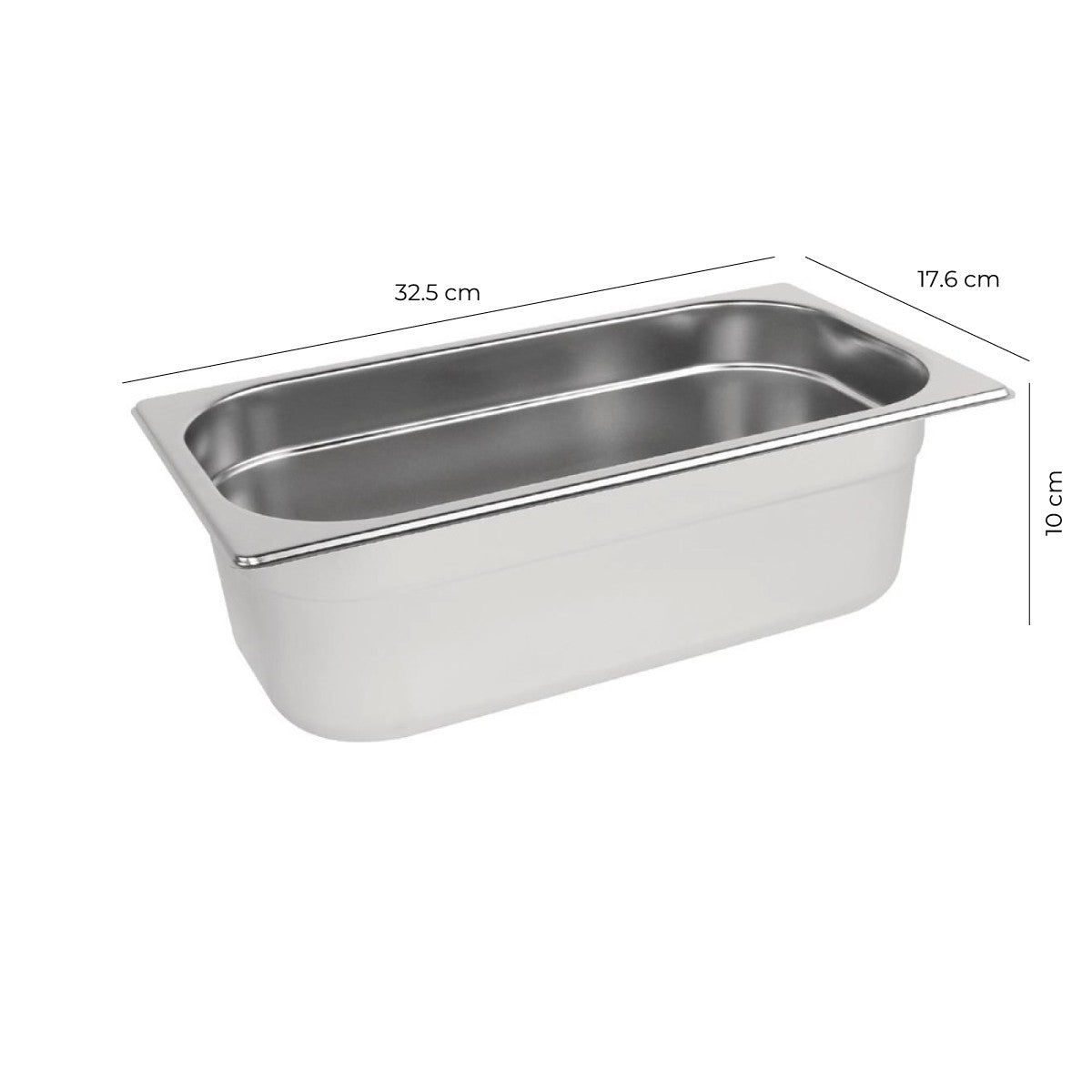 Contenedor Gastronómico Acero Inoxidable GN 1/3x10 Cm Linea Premium