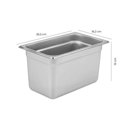 Contenedor Gastronómico Acero Inoxidable GN 1/4x15 Cm Linea Premium