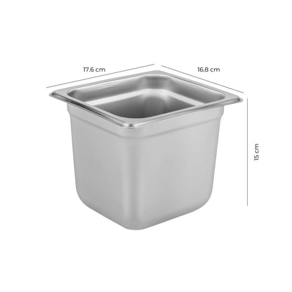 Contenedor Gastronómico Acero Inoxidable GN 1/6 x 15 Cm Linea Premium