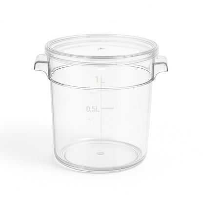 Contenedor Policarbonato Redondo 0.95 Lts Con Tapa Transparente
