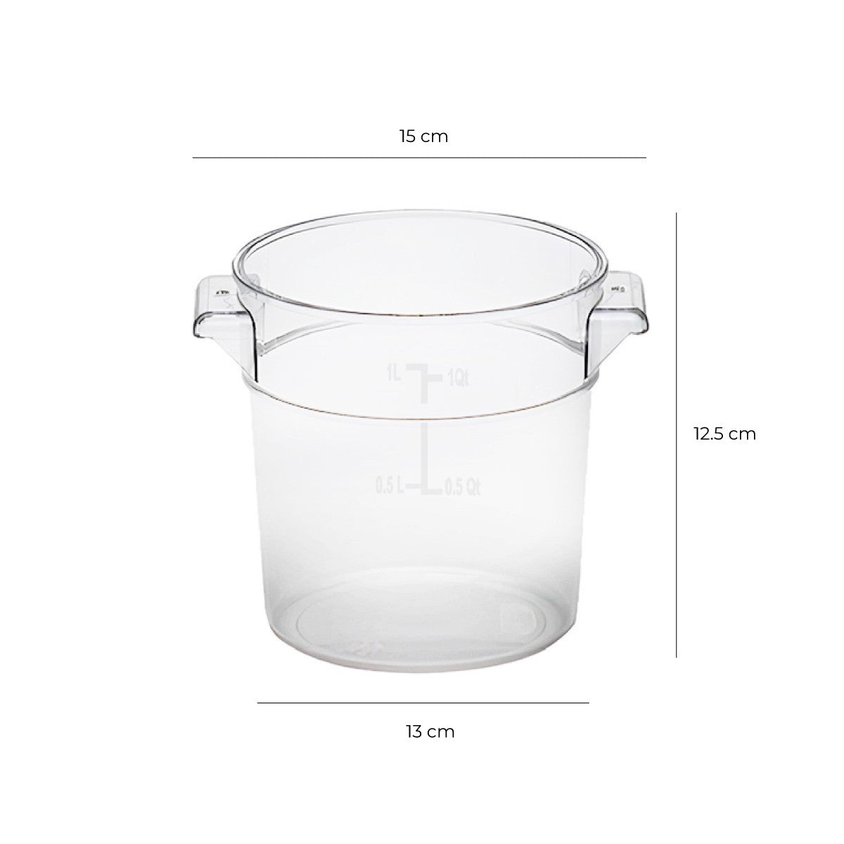 Contenedor Policarbonato Redondo 0.95 Lts Con Tapa Transparente
